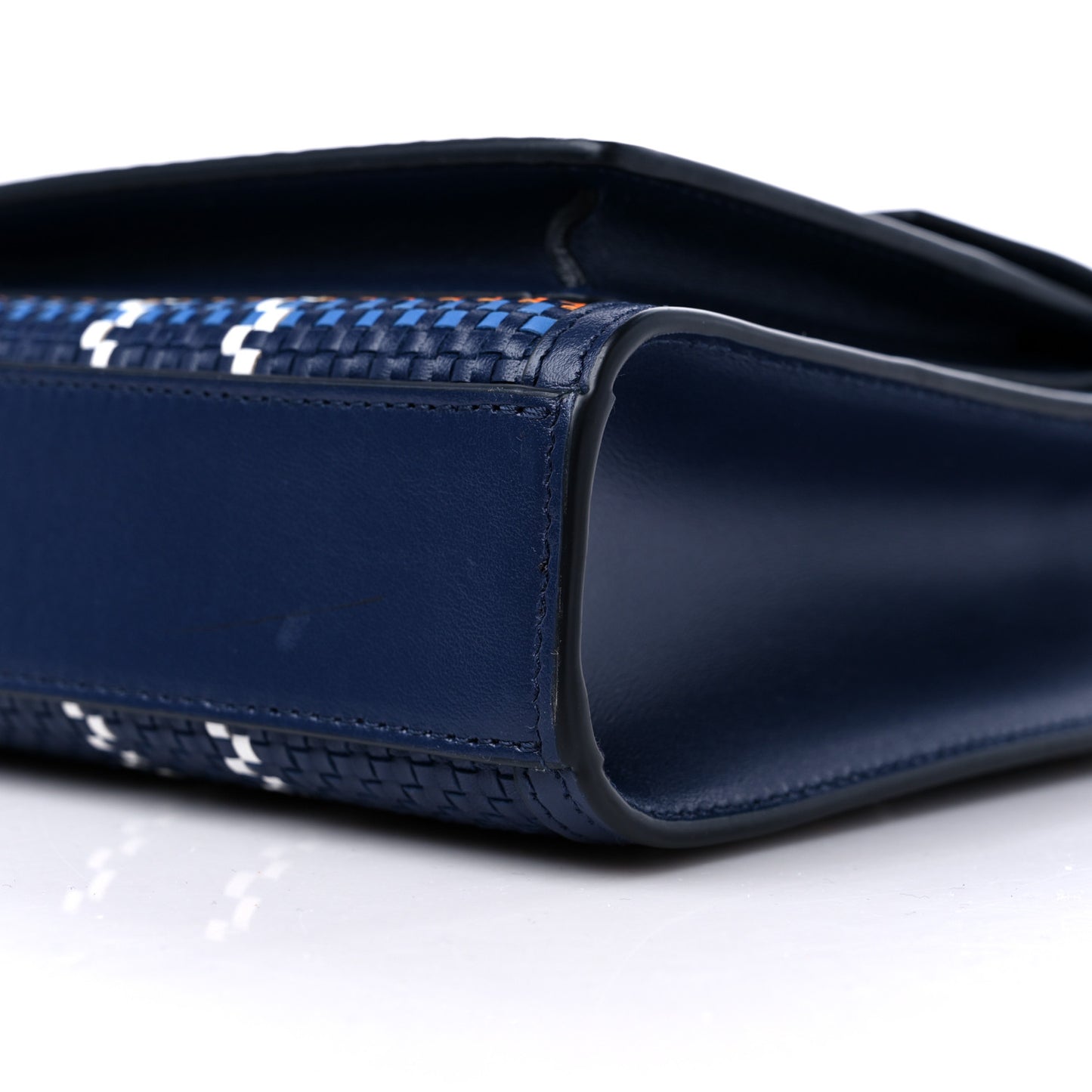 Calfskin Nylon Tartan Mini Pocket Bag Blue White Orange