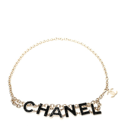 Chanel Crystal Logo Chain Belt Gold Black 1 of 3