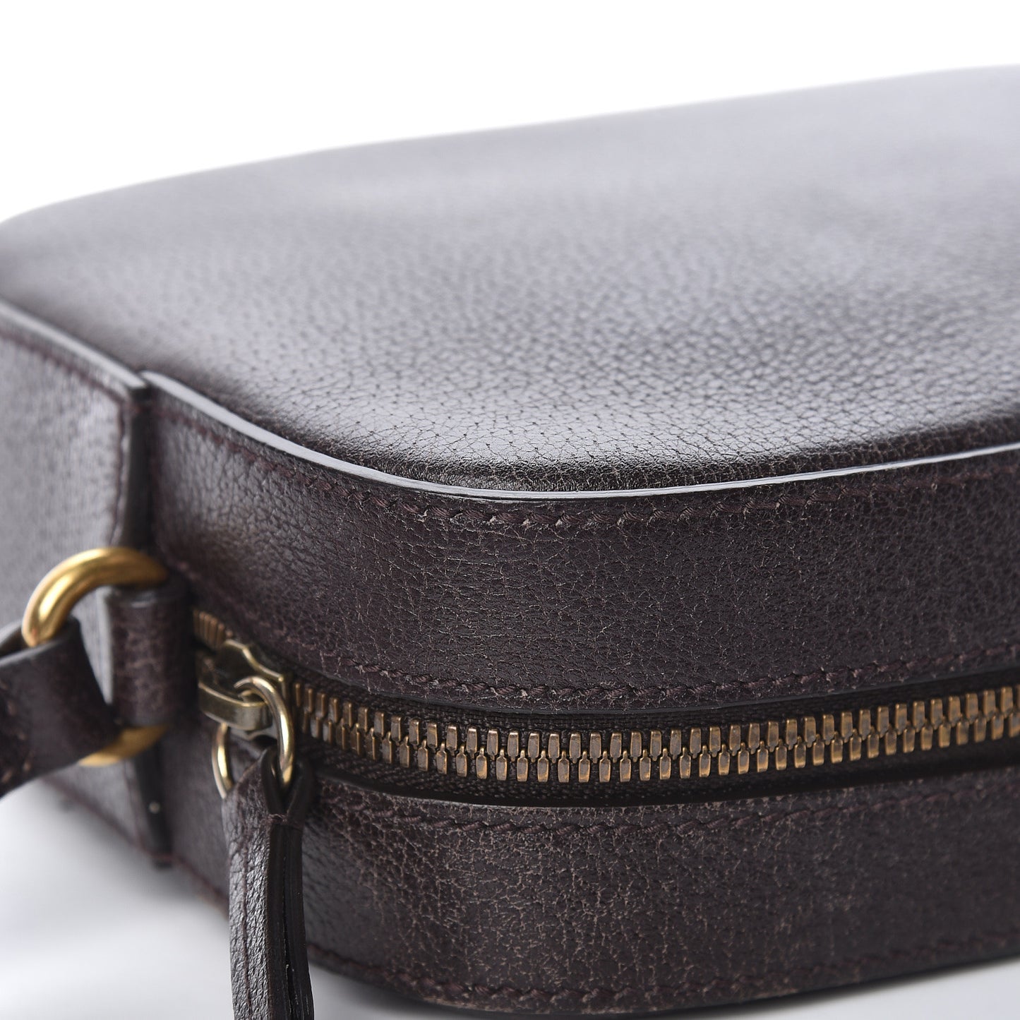 Textured Calfskin Web Small Webby Bee Shoulder Bag Brown Coffee