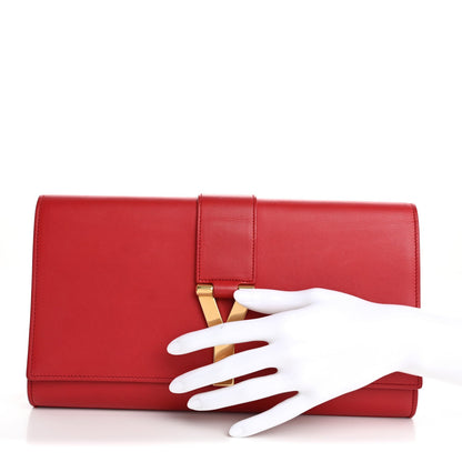 Saint Laurent Calfskin Classic Y Ligne Clutch Rouge Orient 2 of 7