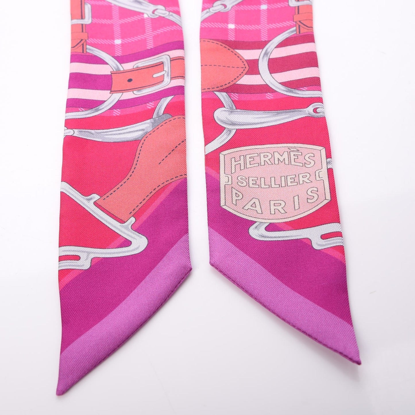 Silk Tatersale Twilly Fuchsia Rouge Vif Corail