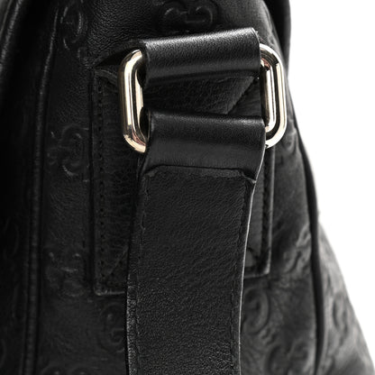 Gucci Guccissima Medium Flap Messenger Bag Black 14 of 14