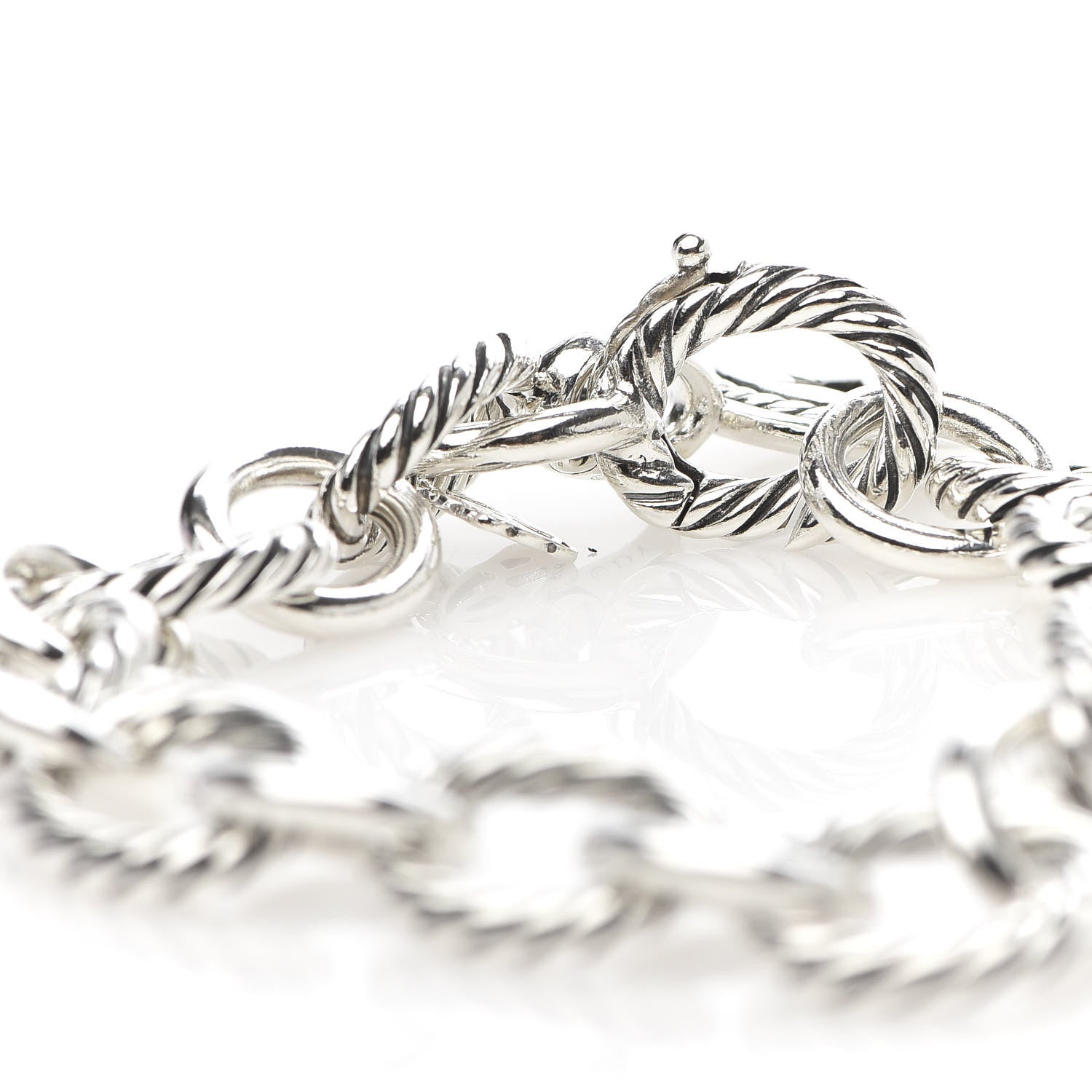 David Yurman Sterling Silver 12mm Large Oval Link Star Charm Bracelet 4 of 5