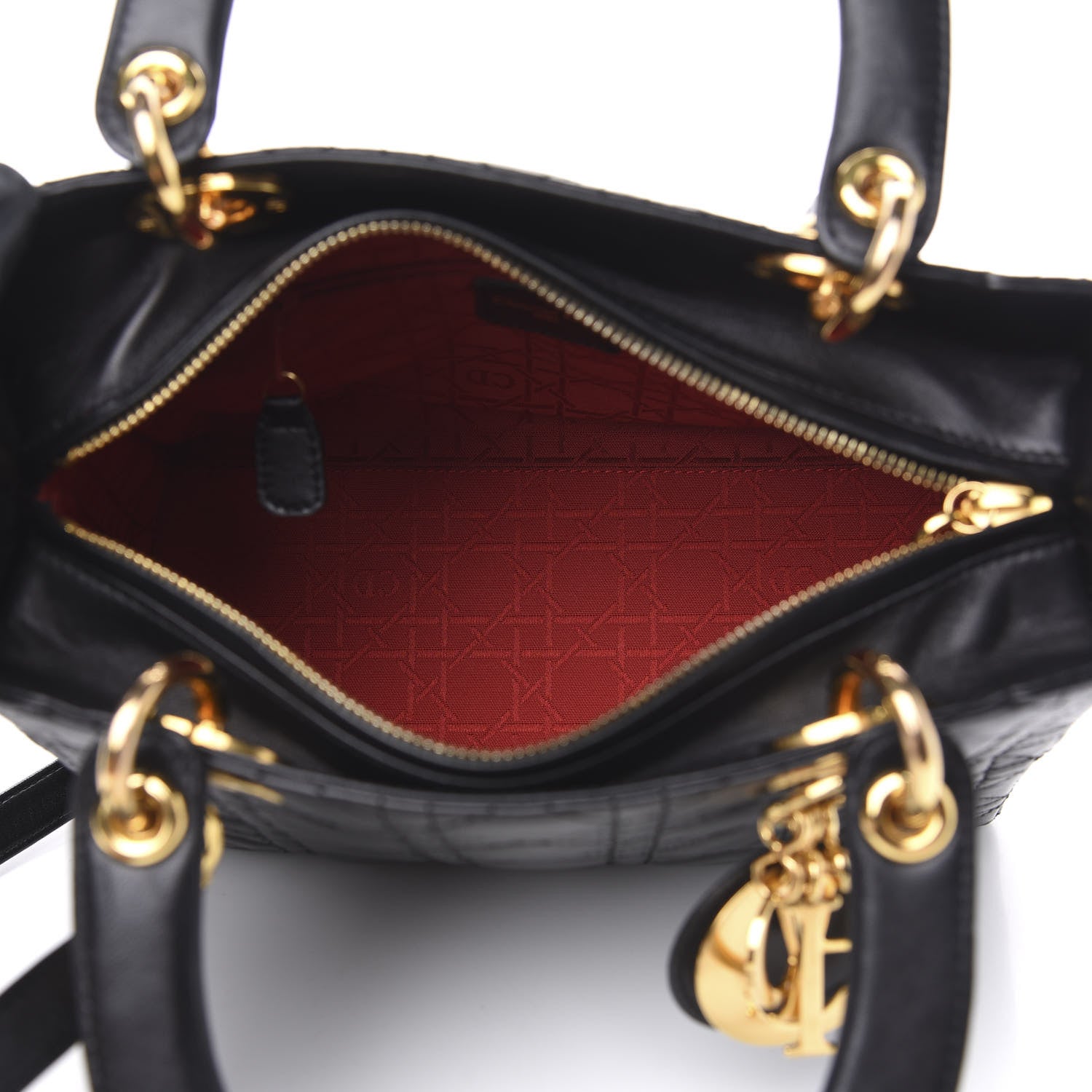 Christian Dior Lambskin Cannage Medium Lady Dior Black 6 of 11