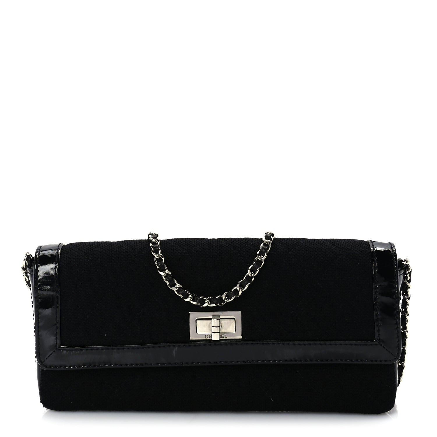 Chanel Jersey Patent Quilted 2.55 Reissue East West Flap Black 1 of 9