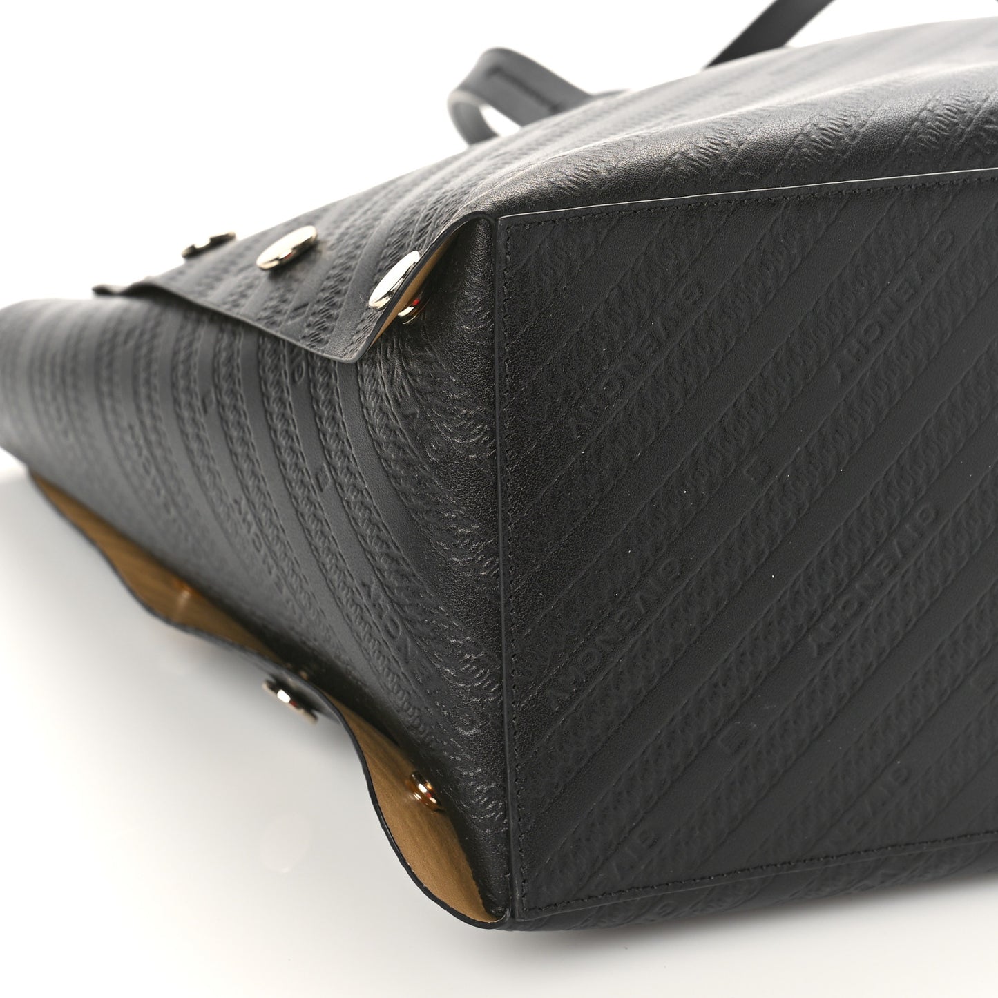 Calfskin Chain Embossed Medium Bond Shopper Tote Black