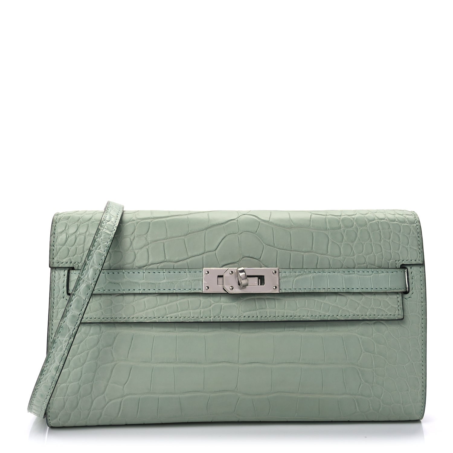 Hermes Matte Alligator Kelly Wallet To Go Vert D Eau 2 of 9