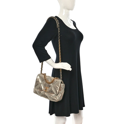 Chanel Metallic Calfskin Crochet Medium Chanel 19 Flap Gold 2 of 11