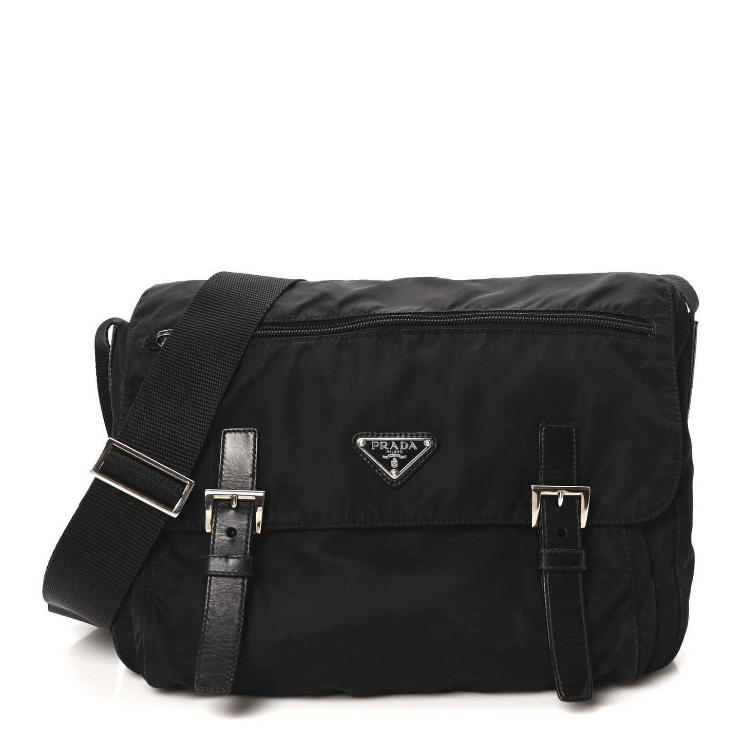 Tessuto Nylon Saffiano Vela Messenger Bag Black
