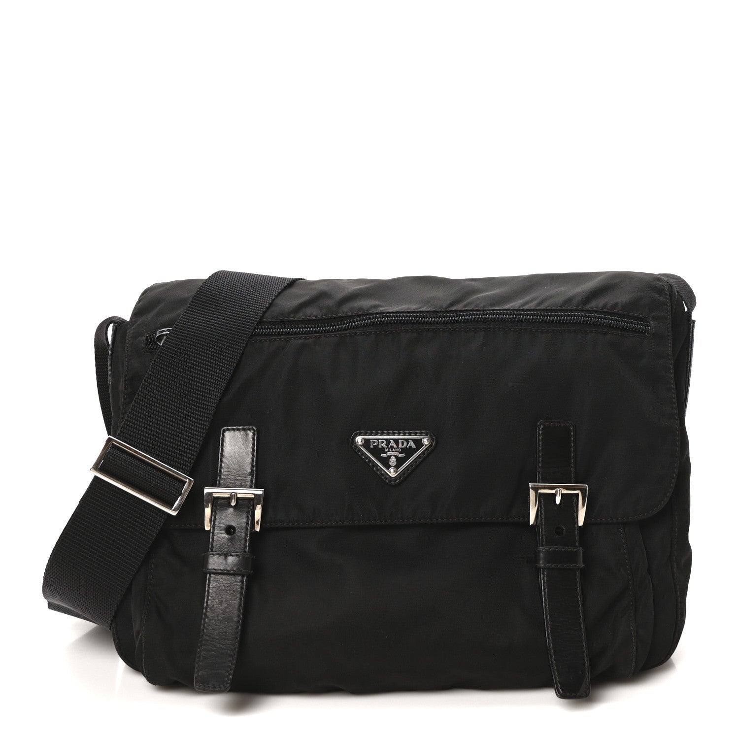 Prada Tessuto Nylon Saffiano Vela Messenger Bag Black 1 of 7