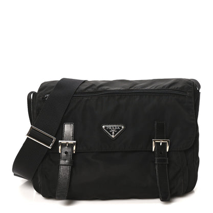Prada Tessuto Nylon Saffiano Vela Messenger Bag Black 1 of 7