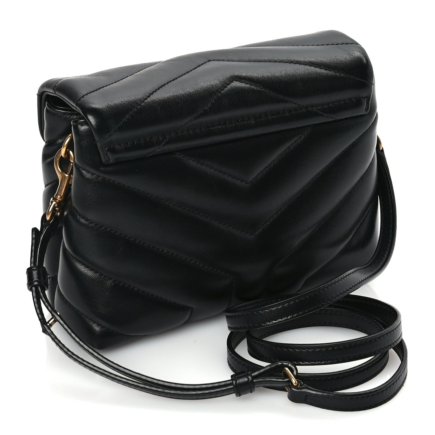Saint Laurent Calfskin Y Quilted Monogram Toy Loulou Crossbody Satchel Black 2 of 8