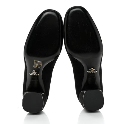 Prada Suede Block Heel Pump 38.5 Black 5 of 7