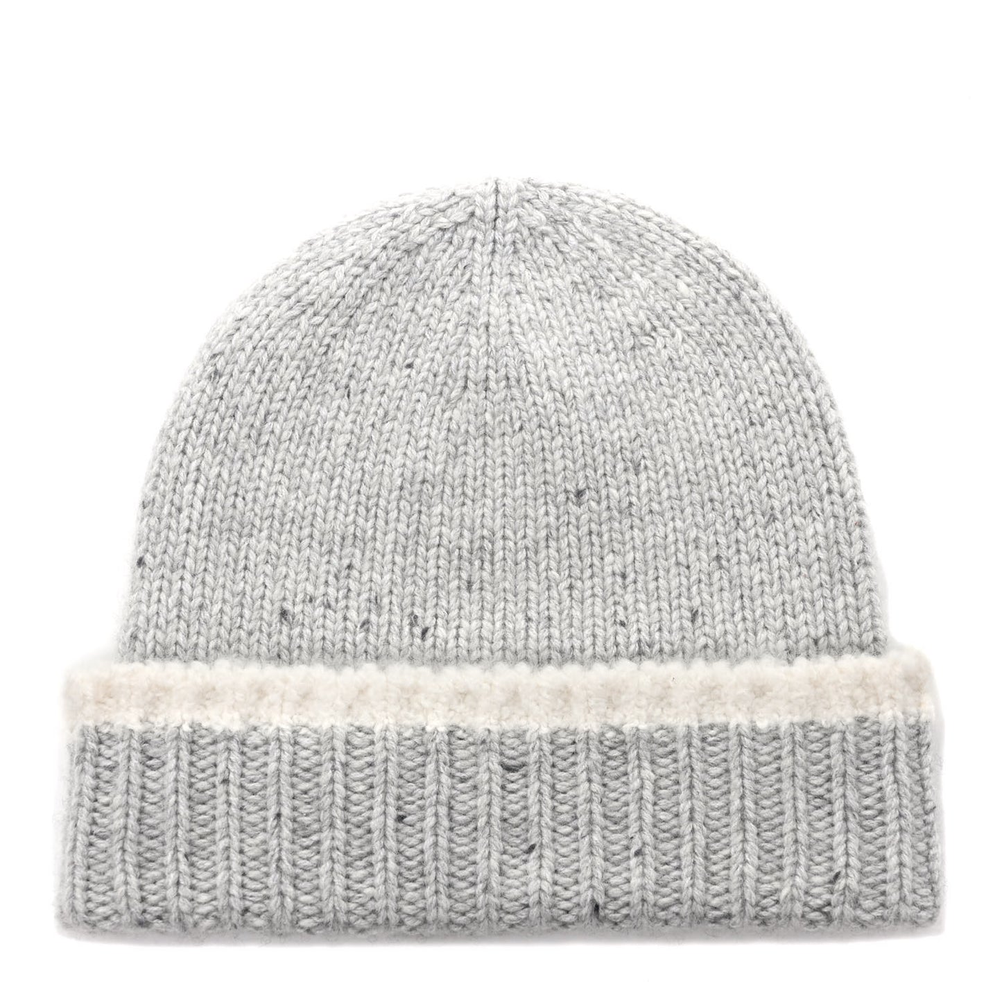 Cashmere Silk CC Beanie Hat Grey Ecru
