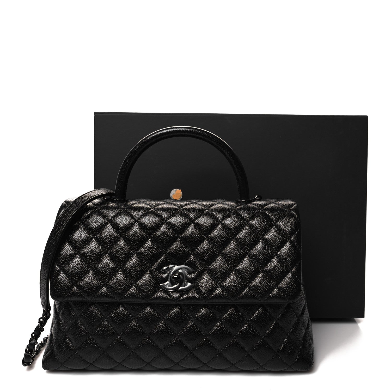 Chanel Caviar Quilted Medium Coco Handle Flap So Black 11 of 11
