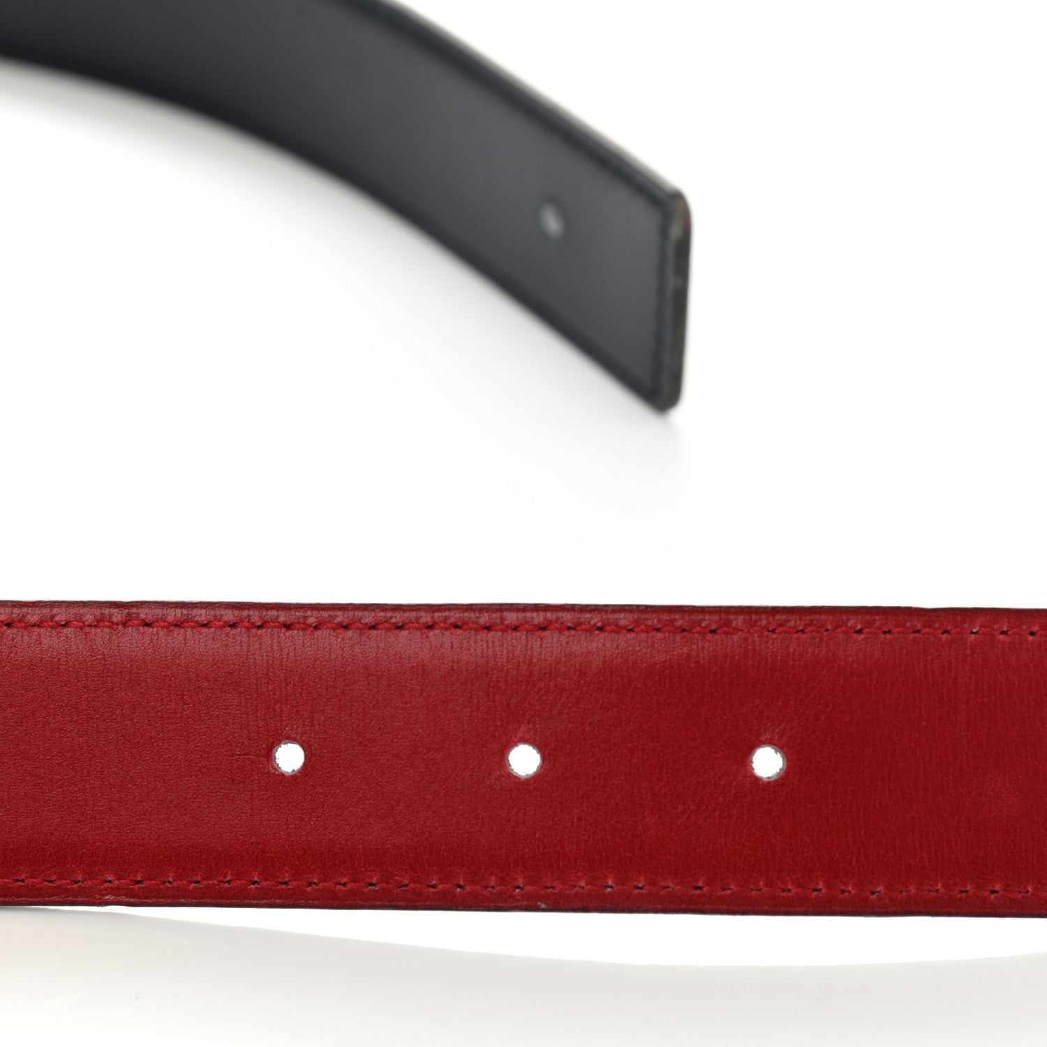 Hermes Chamonix Box 32mm Reversible Belt Strap 80 Rouge Vif Bleu Indigo 3 of 9
