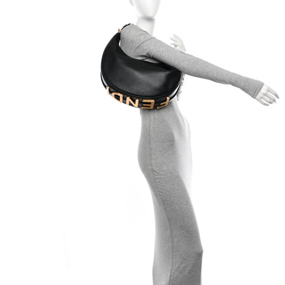 Fendi Vitello Grace Matte Medium Fendigraphy Hobo Bag Black 2 of 10