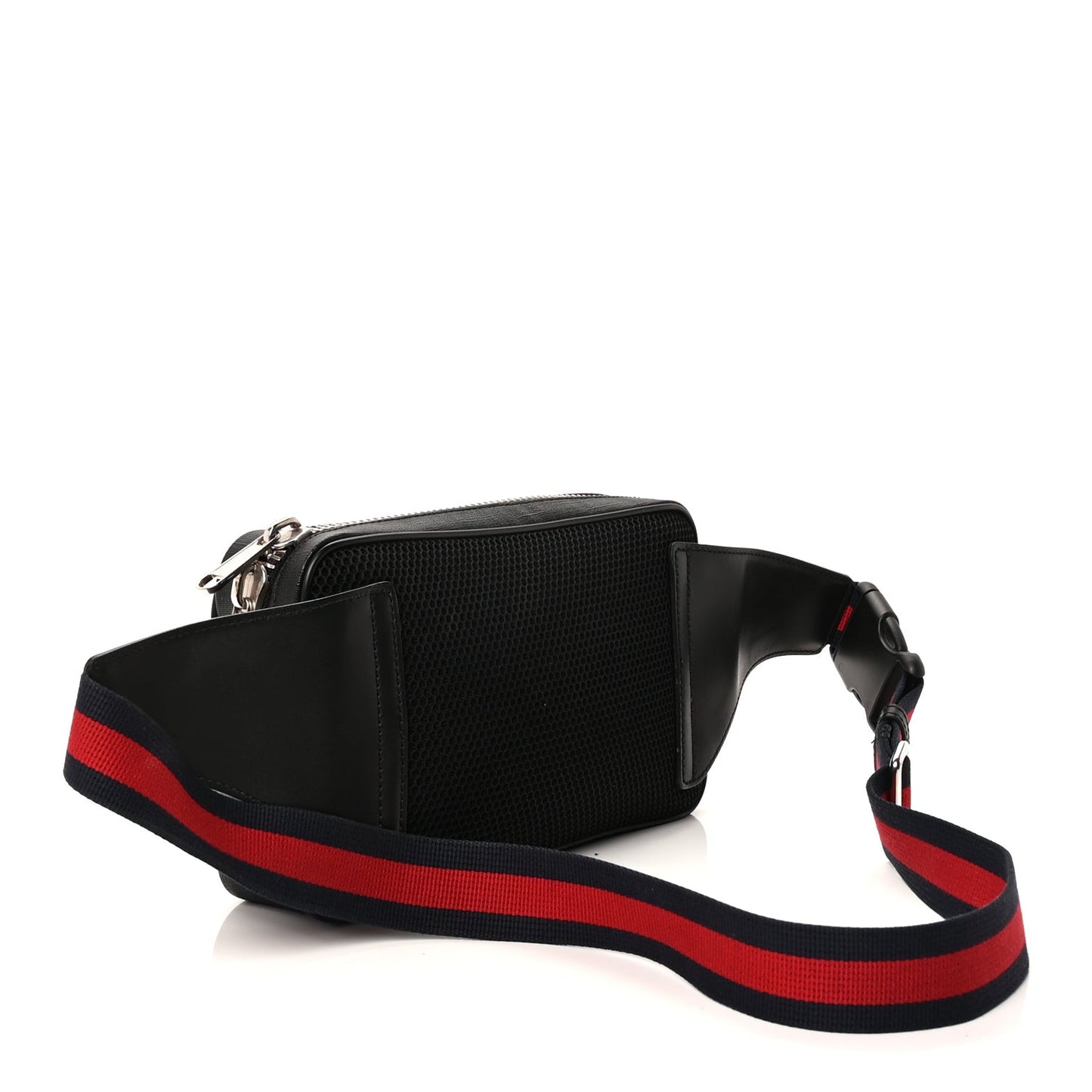 Soft GG Supreme Monogram Web Belt Bag  Black Grey