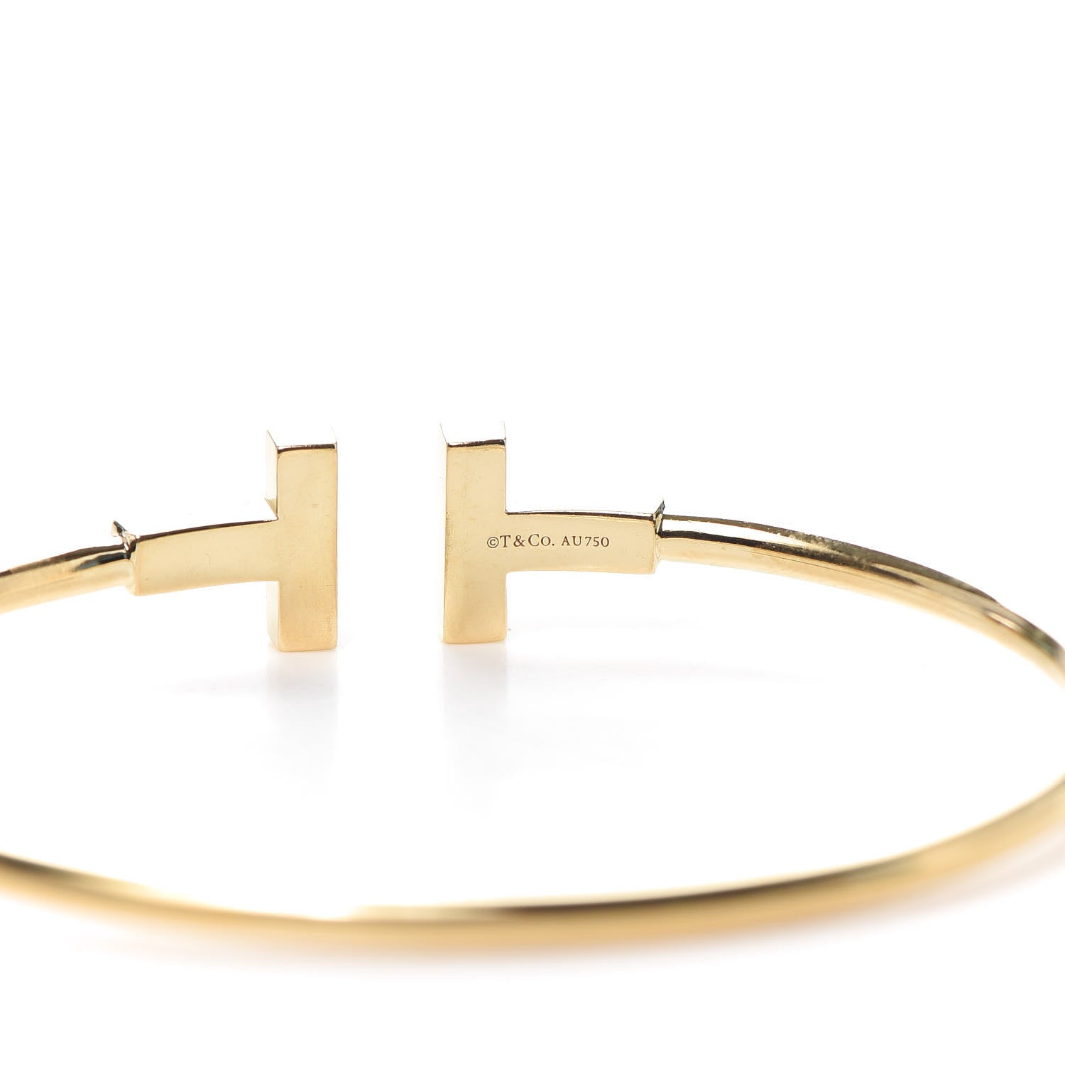 Tiffany 18K Yellow Gold Diamond T Wire Bracelet 4 of 5