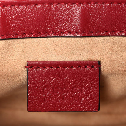 Gucci Vintage Effect Calfskin Matelasse Diagonal Super Mini Torchon GG Marmont Shoulder Bag Black Romantic Cherry 5 of 8