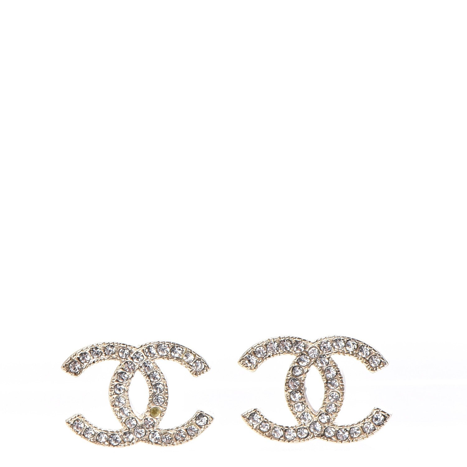 Chanel Crystal CC Earrings Gold 1 of 7