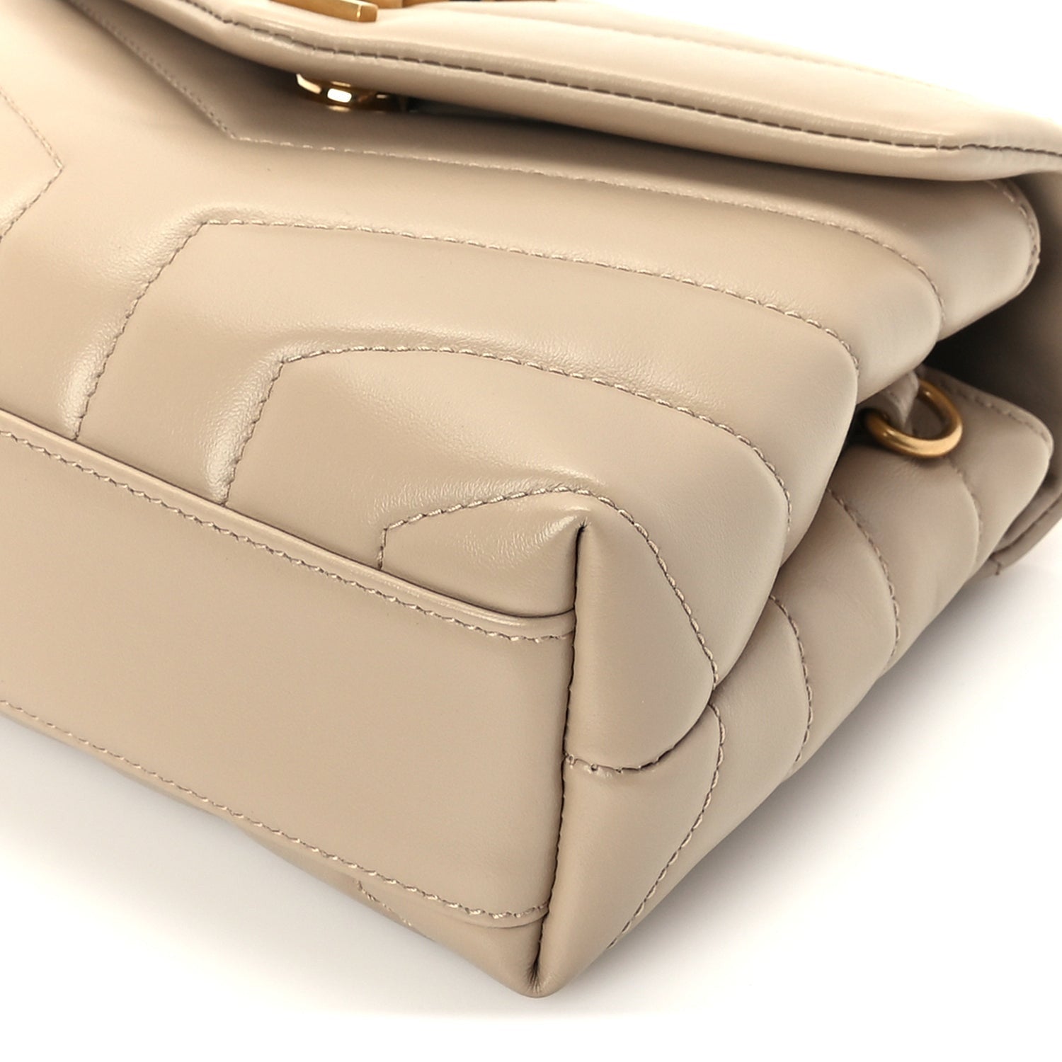Saint Laurent Calfskin Y Quilted Monogram Toy Loulou Crossbody Bag Dark Beige 8 of 8