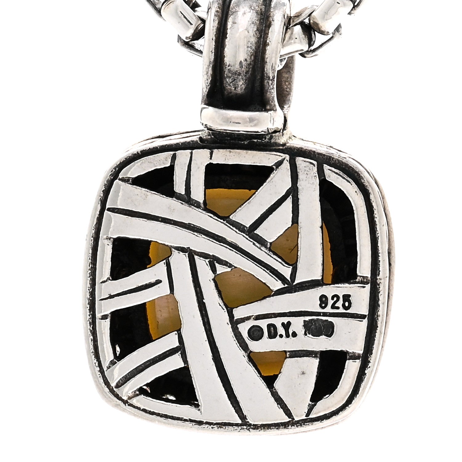 David Yurman Sterling Silver 14K Yellow Gold Diamond Moonstone 14mm Albion Enhancer Pendant Necklace 5 of 5