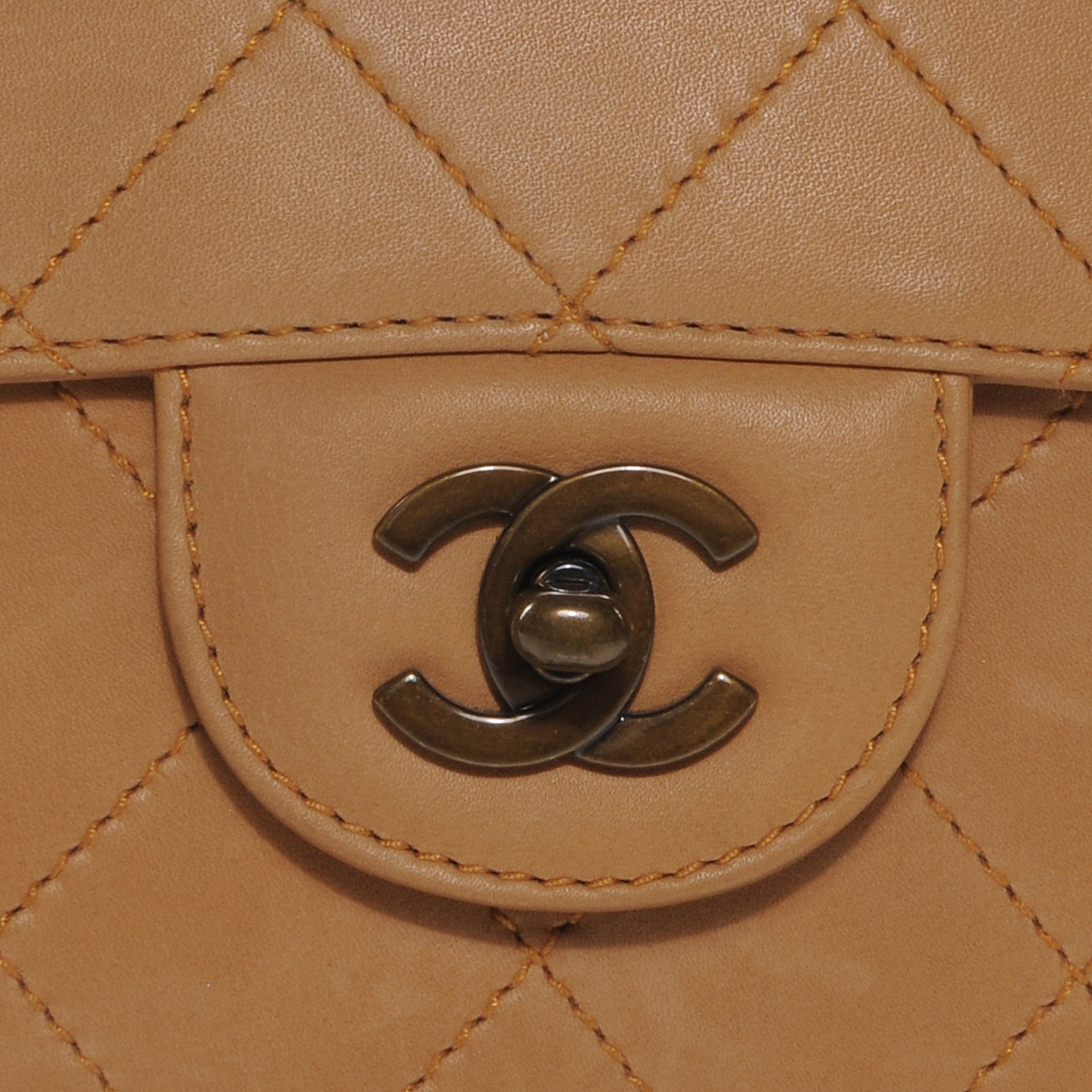 Chanel Lambskin Diamond Stitched Jumbo Flap Beige 3 of 10