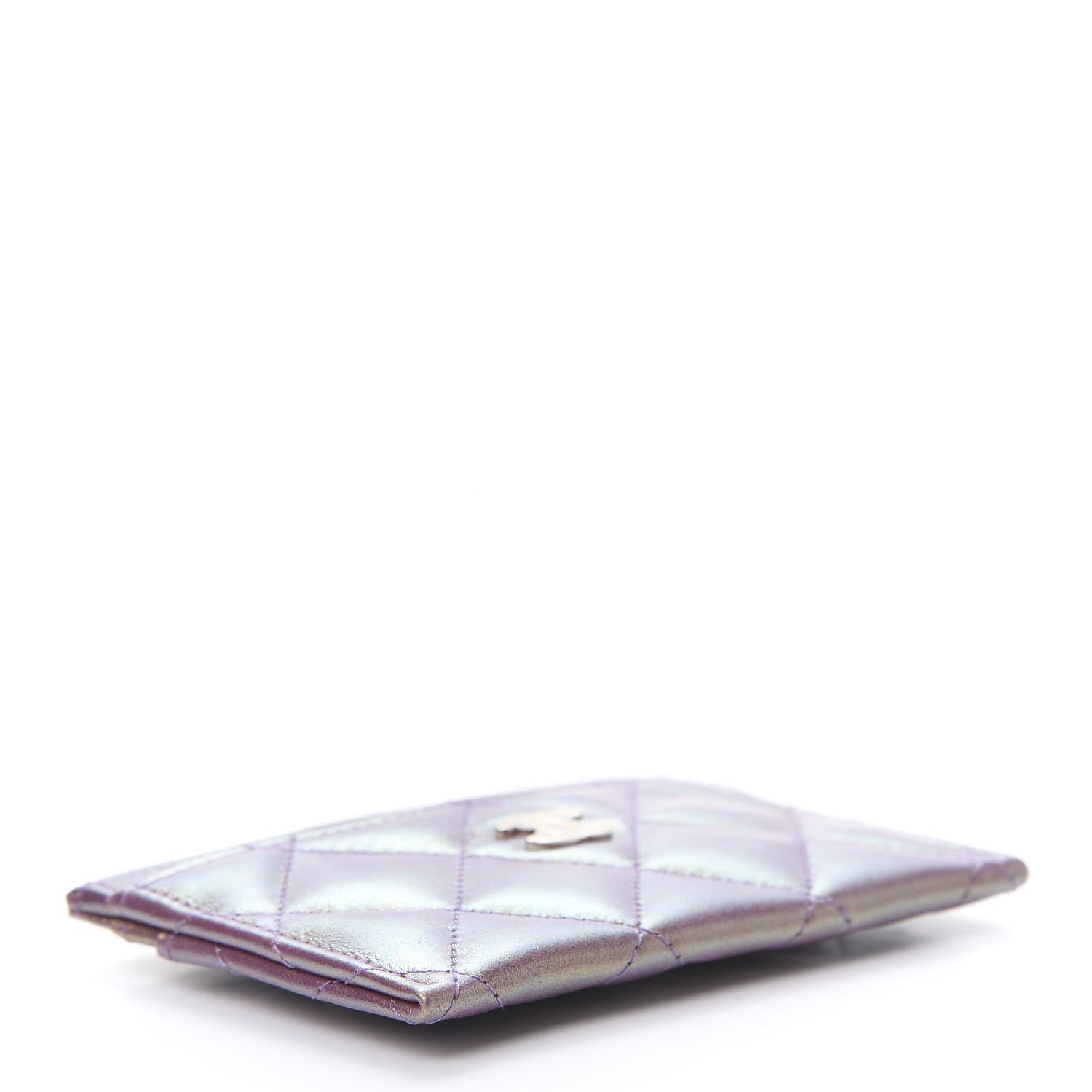 Chanel Metallic Lambskin Quilted Card Holder Purple 4 of 9