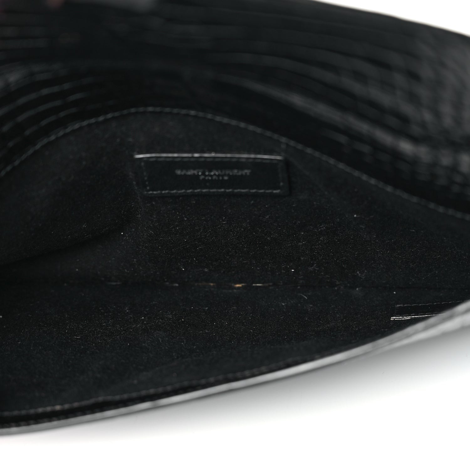 Saint Laurent Calfskin Crocodile Embossed Uptown Monogram Clutch Black 5 of 9