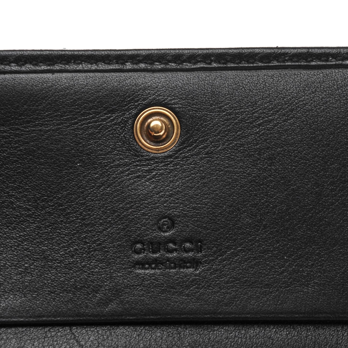 Calfskin Matelasse GucciGhost GG Marmont Card Case Wallet Black New Acquamarine