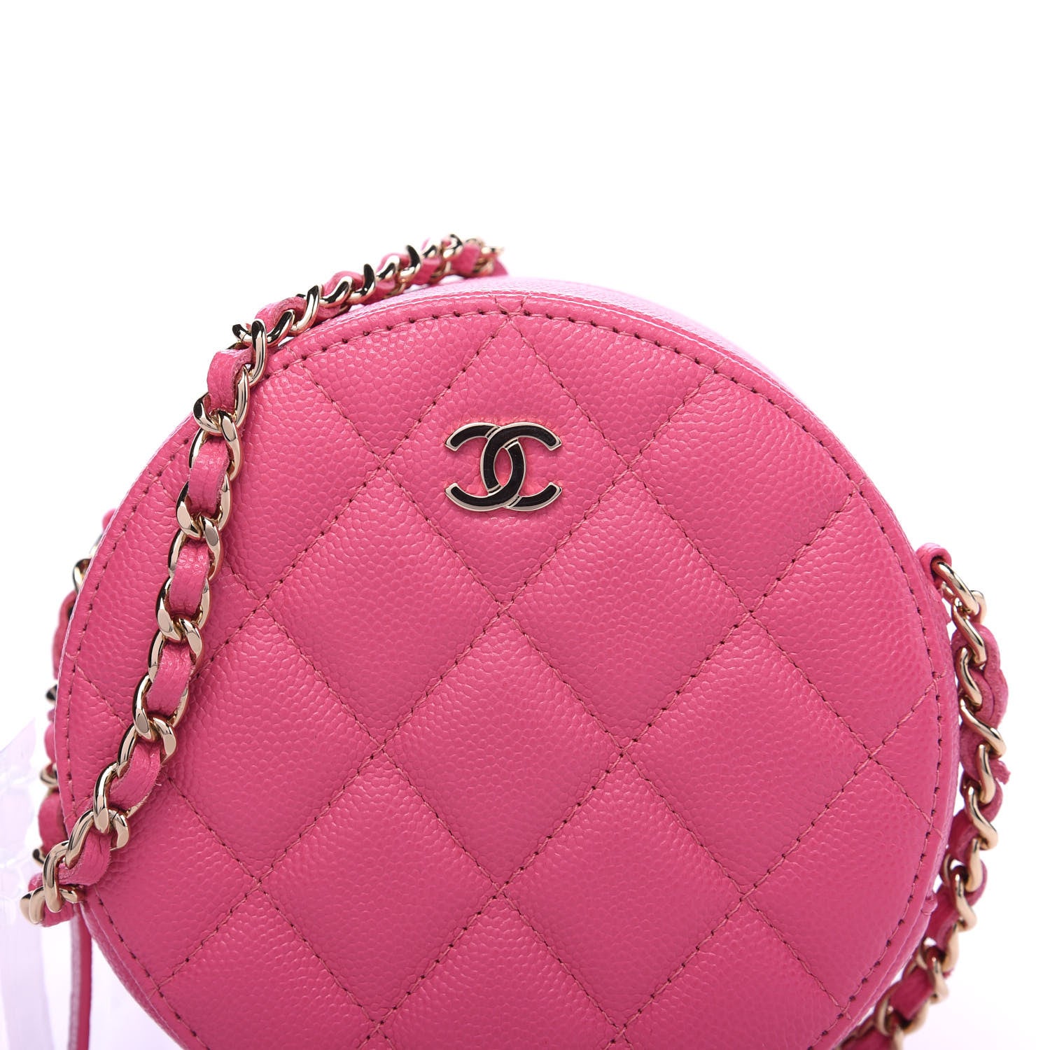 Chanel Caviar Quilted Round Clutch With Chain Pink 9 of 10