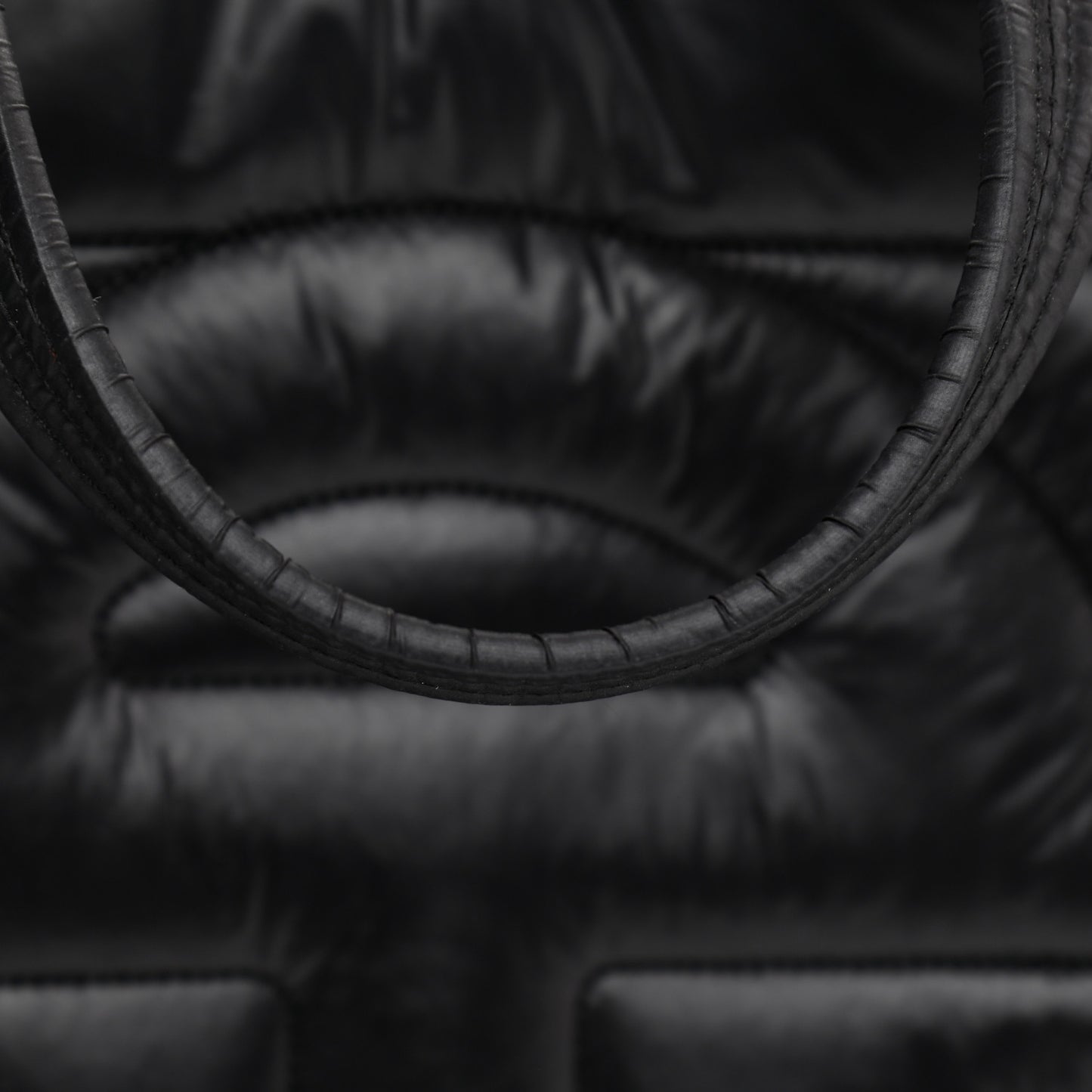 Nylon Medium Puff Shopping Bag Black