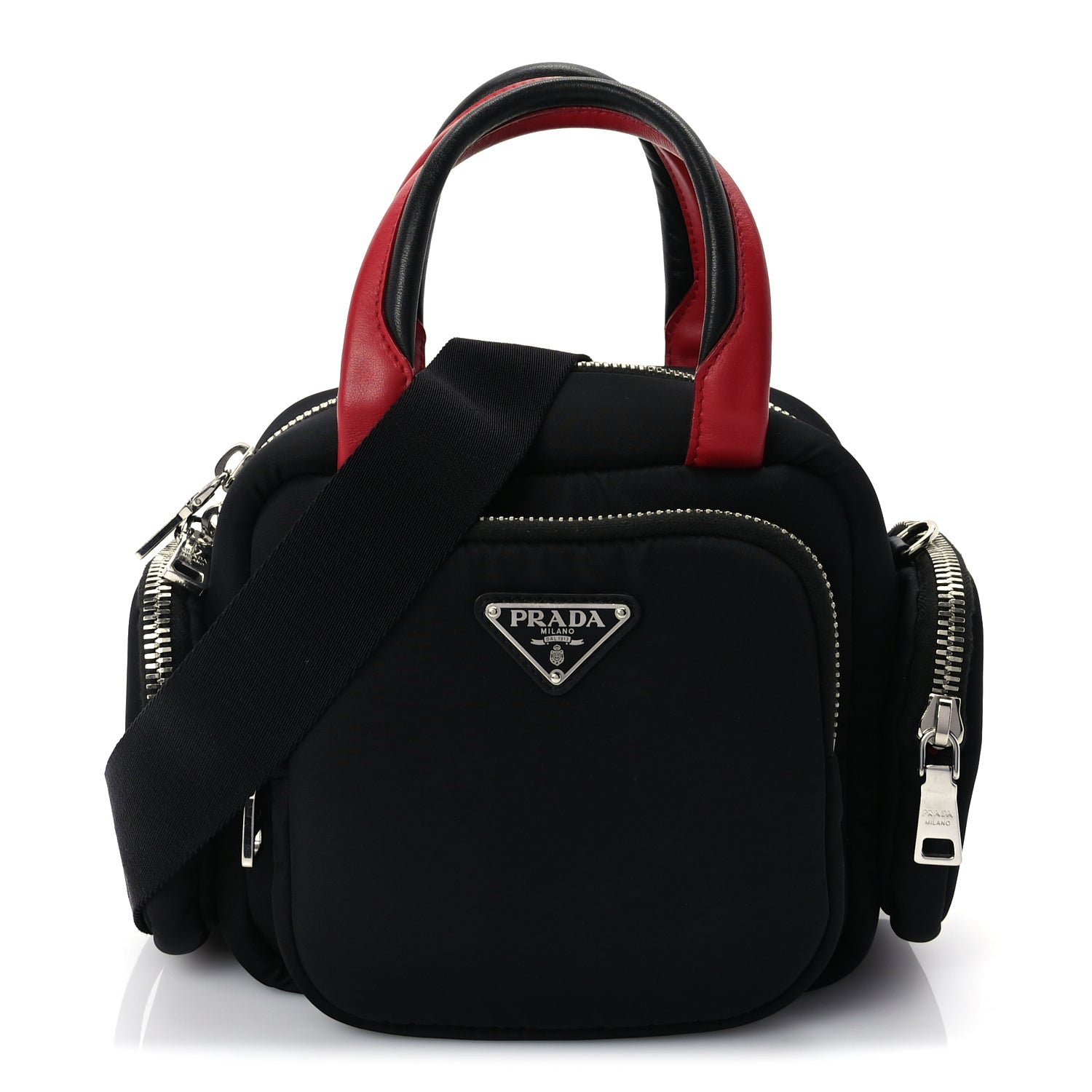 Prada Tessuto Nylon Pocket Top Handle Cargo Bag  Black Fuoco 1 of 8