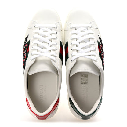 Gucci Calfskin Ayers Kingsnake Embroidered Mens Ace Sneakers 8 Green Red 2 of 7