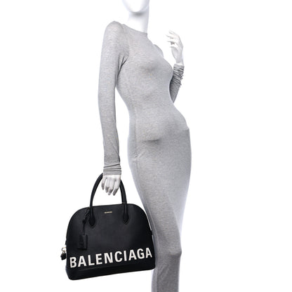 Balenciaga Signature Grained Calfskin Logo M Ville Top Handle Bag Black 2 of 17