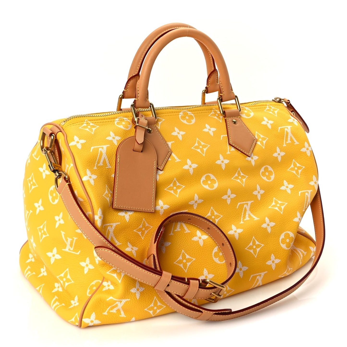 Calfskin Monogram Speedy P9 Bandouliere 40 Jaune Mat