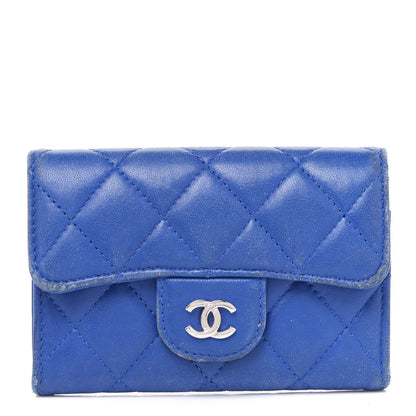 Chanel Lambskin Quilted Flap Card Holder Royal Blue 1 of 13