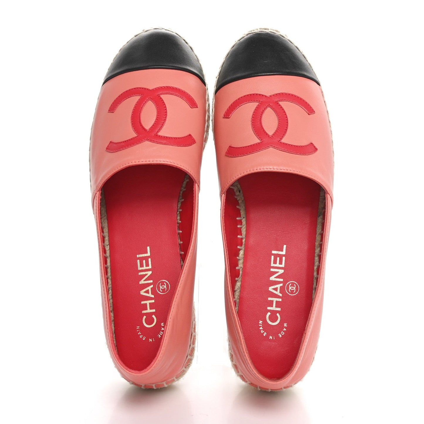 Lambskin CC Espadrilles 39 Pink Red Black