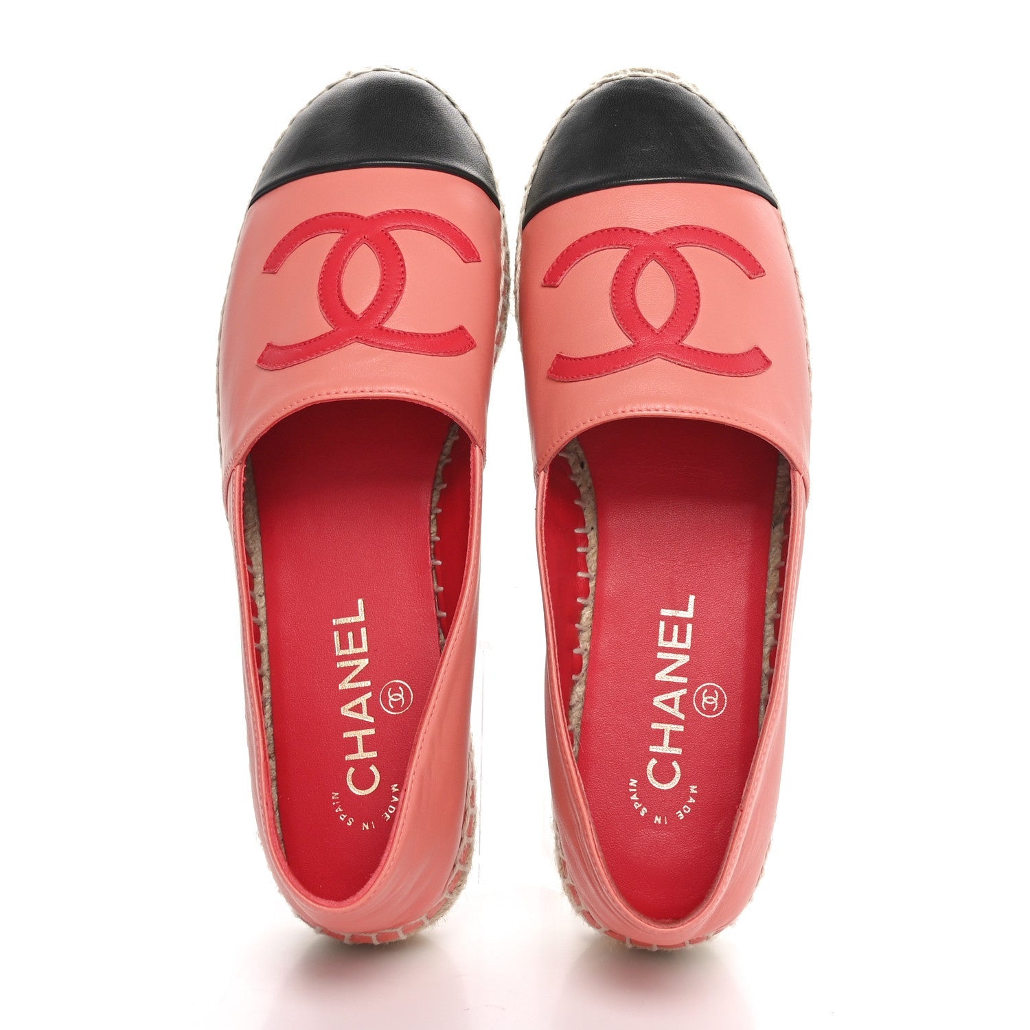 Chanel Lambskin CC Espadrilles 39 Pink Red Black 2 of 7