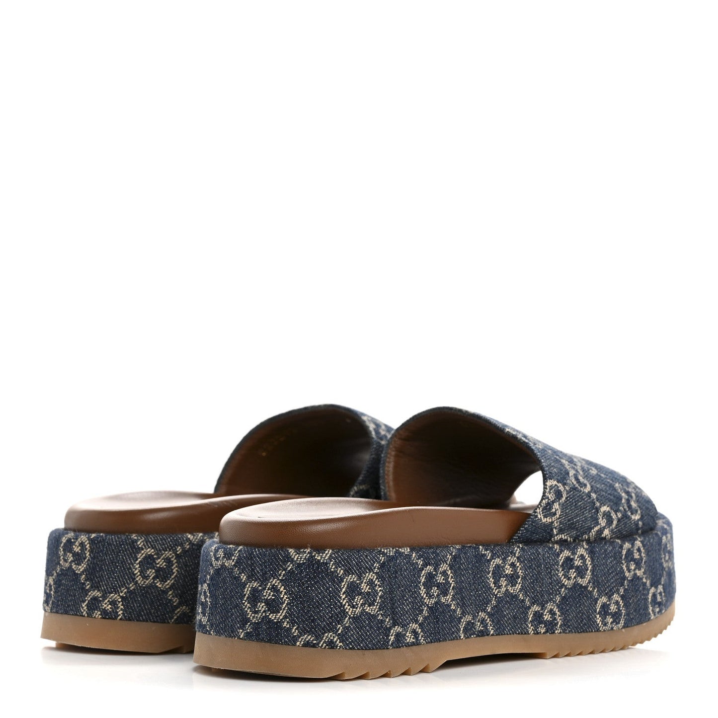 New Denim GG Monogram Angelina Platform 55mm Slide Sandals 36.5 Blue Tea