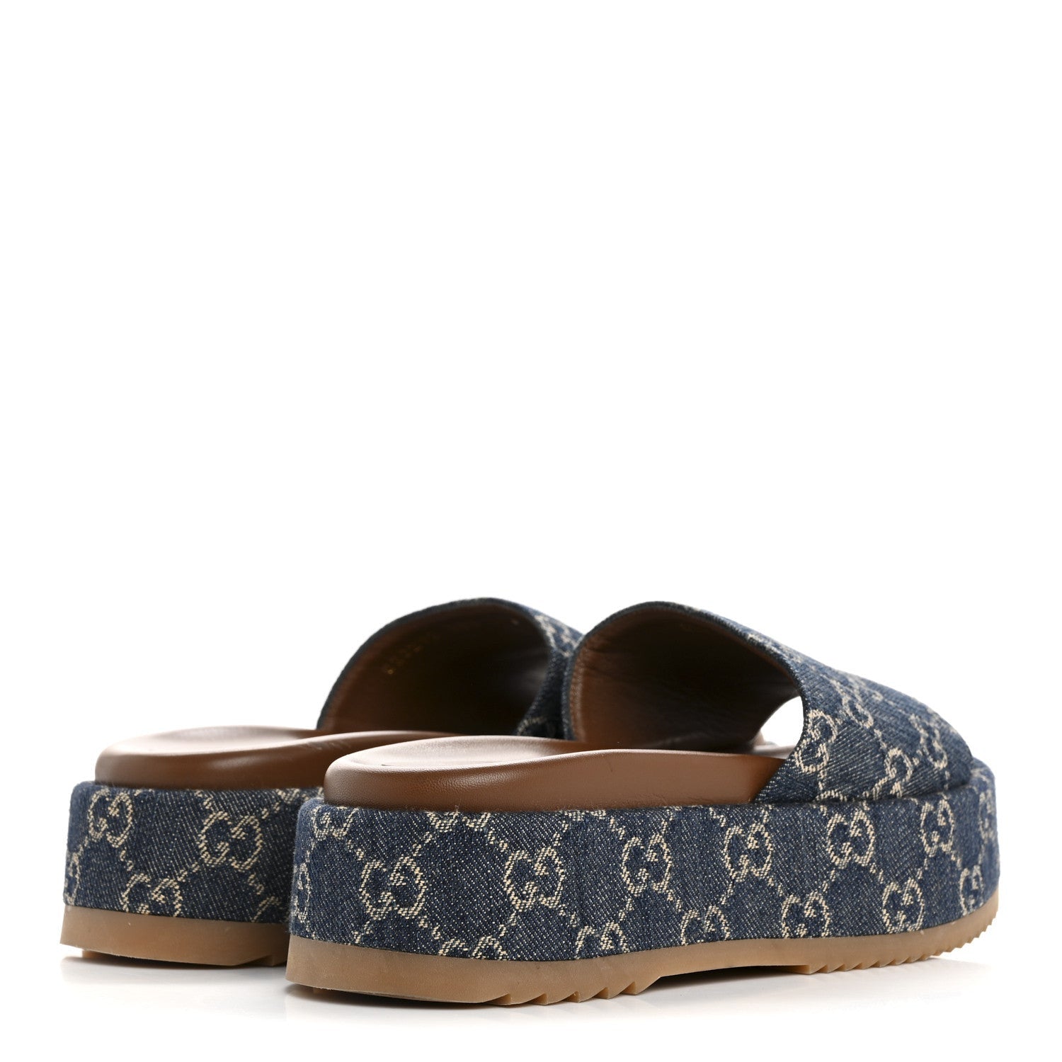 Gucci New Denim GG Monogram Angelina Platform 55mm Slide Sandals 36.5 Blue Tea 5 of 7