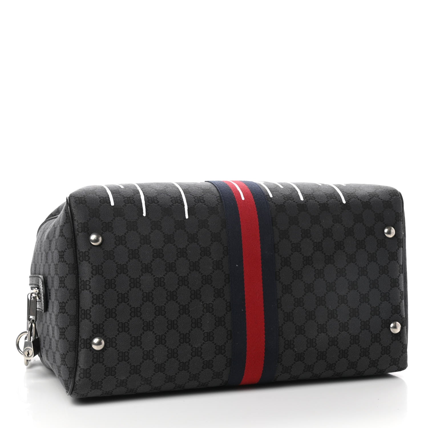Gucci X BALENCIAGA BB Monogram Web Graffiti Medium Ophidia Carry-On Duffle Bag Black 2 of 9