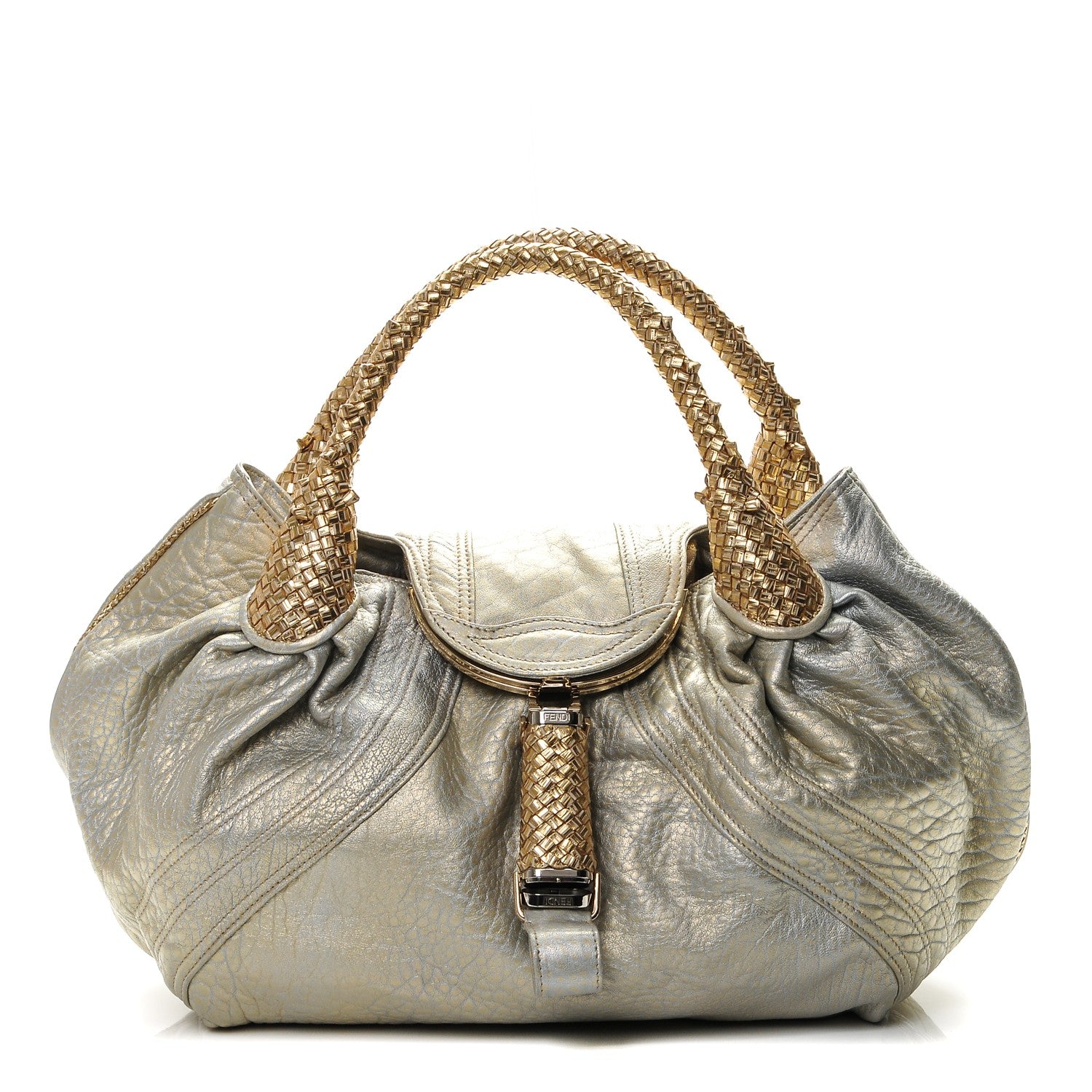 Fendi Nappa Nuvolata Bimetal Spy Oro Argento 1 of 9