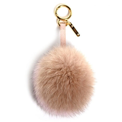 Fendi Fox Fur Vitello Elite Bi-Color Pom Pom Bag Charm Rosa Cammello Cipria 1 of 4