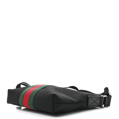 Gucci Techno Canvas Selleria Calfskin Web Small Flat Messenger Bag Black 11 of 13