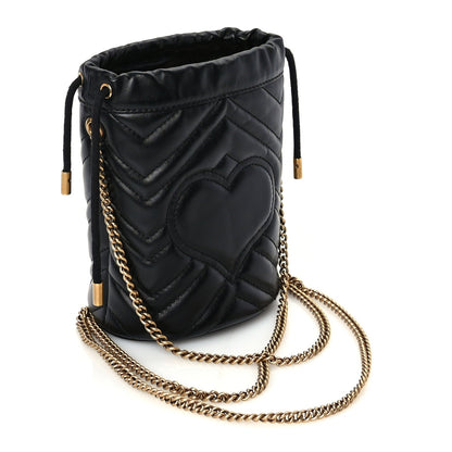 Gucci Calfskin Matelasse Mini GG Marmont 2.0 Bucket Bag Black 2 of 8