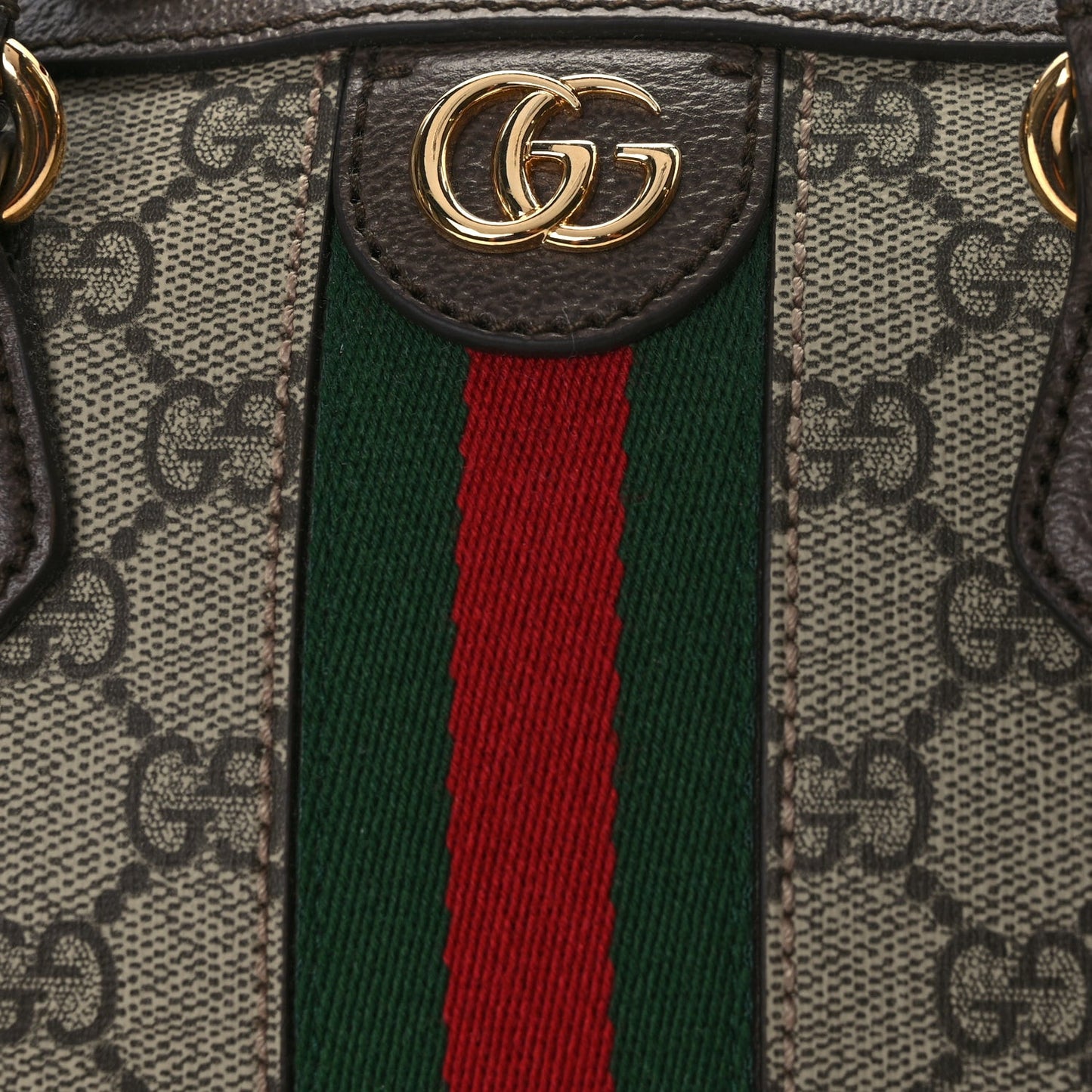 GG Supreme Monogram Web Large Ophidia Boston Bag Beige Ebony