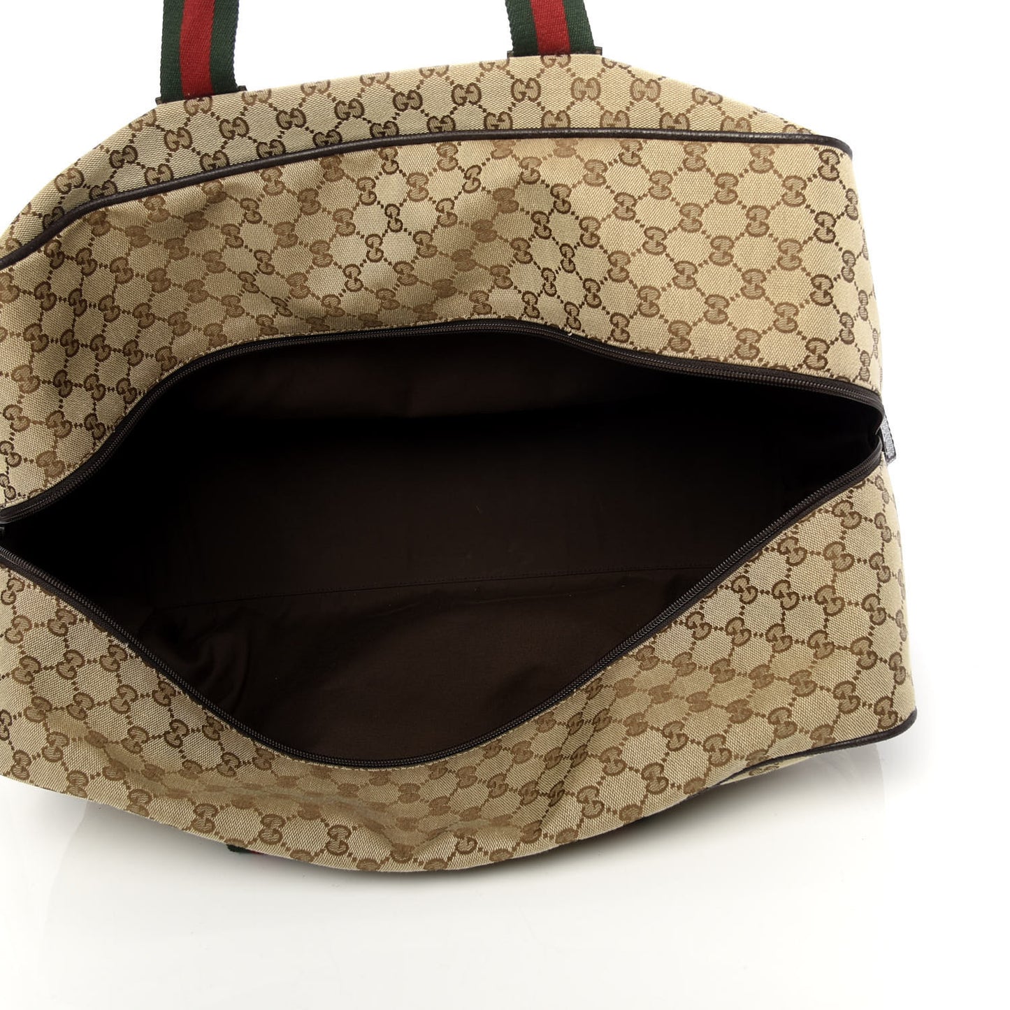 GG Monogram Web Large Collapsible Carry On Duffle Beige Brown