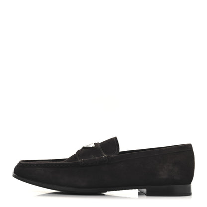 Prada Vitello Scamosciato Triangle Mens Loafers 9.5 Brown 1 of 10